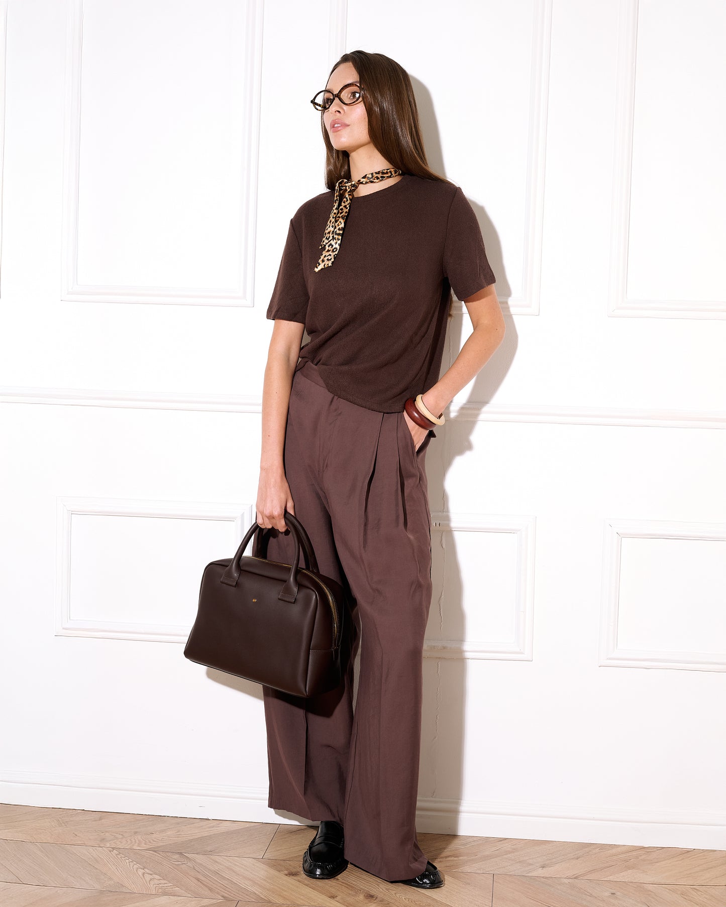 Torebka damska skórzana Filippa nappa brown