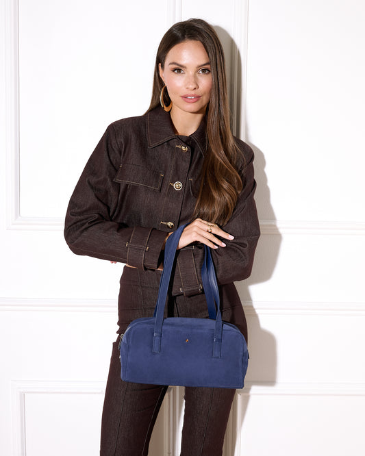 Torebka damska skórzana Bague suede navy