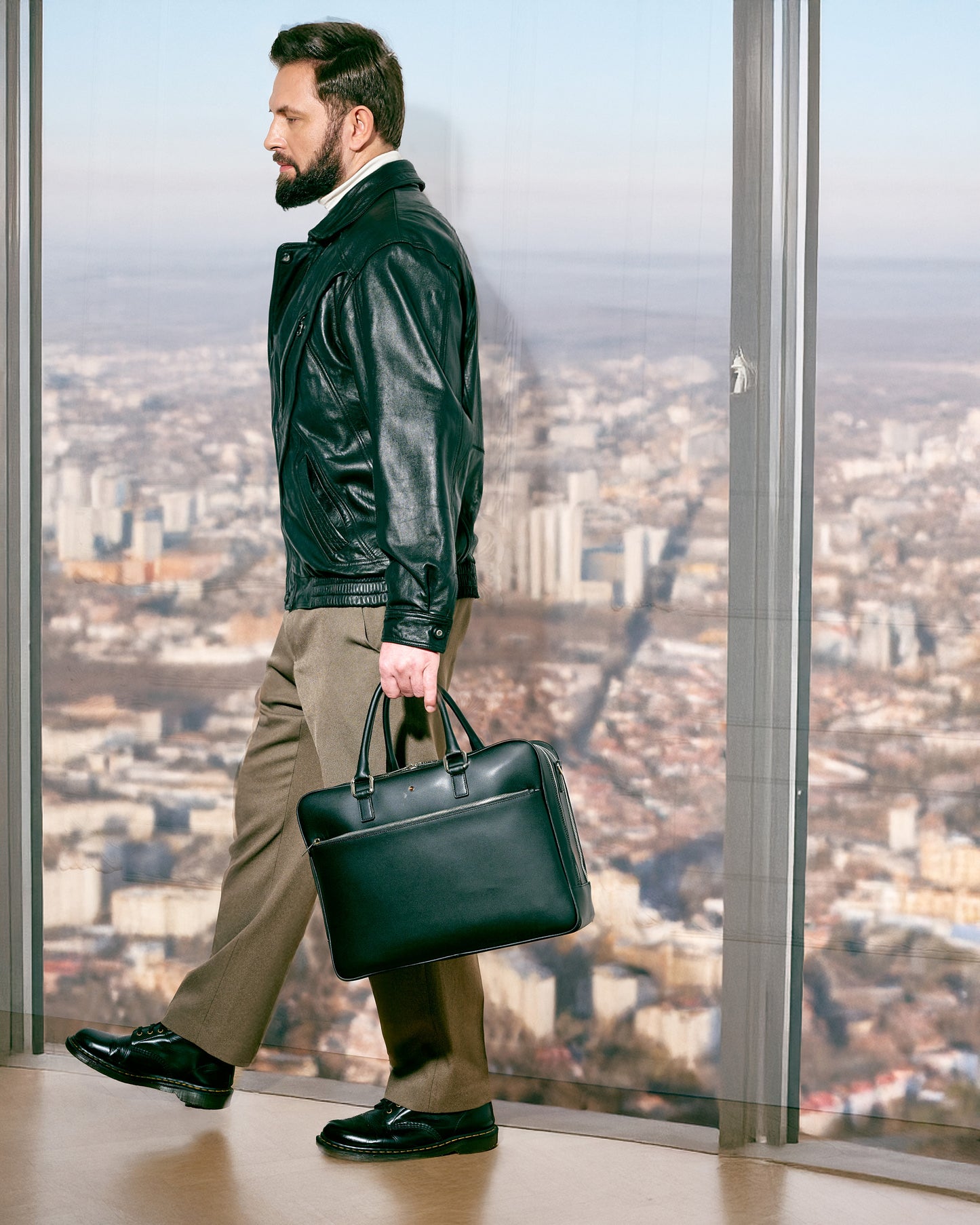 Torba skórzana na laptopa nappa black
