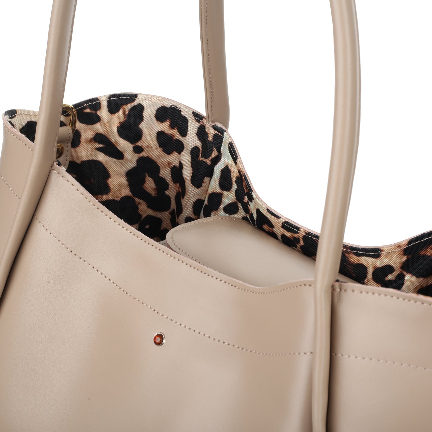 New Mamma kleine beigefarbene Damenhandtasche aus Nappaleder
