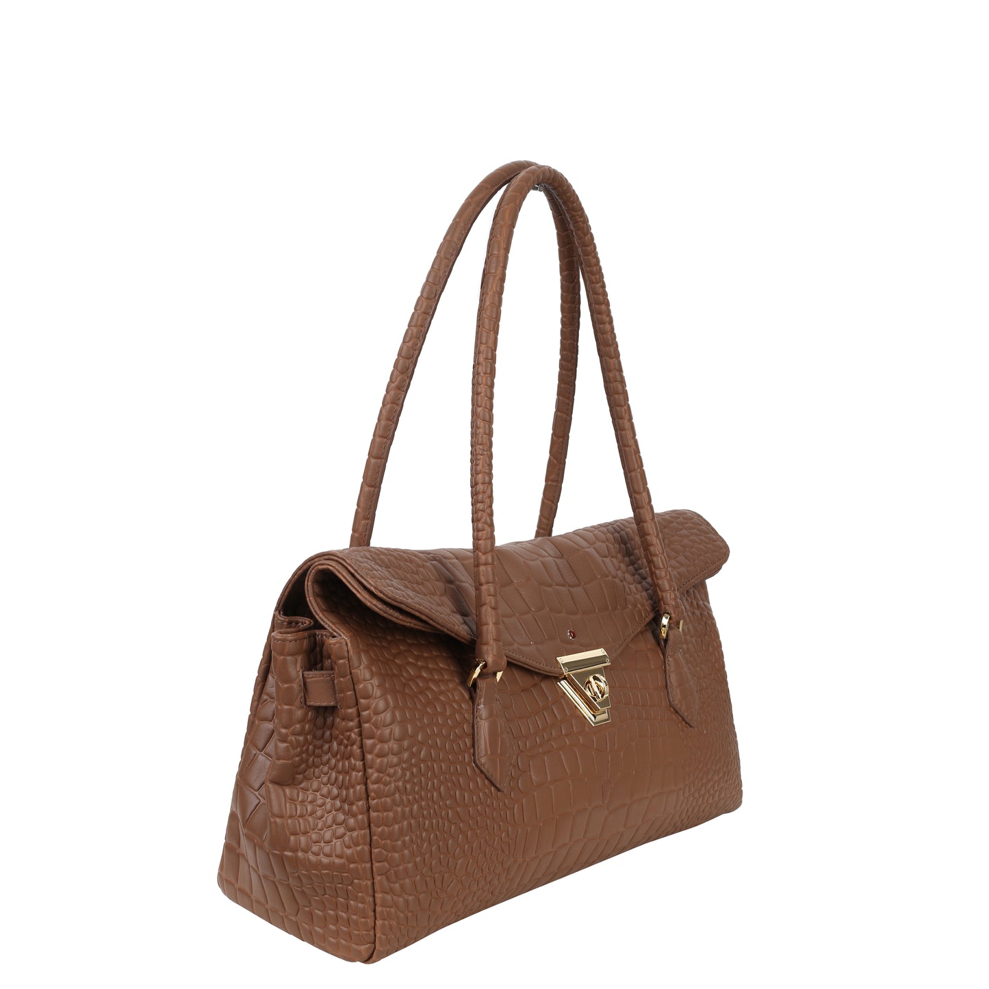 Torebka damska skórzana Lea croco brown