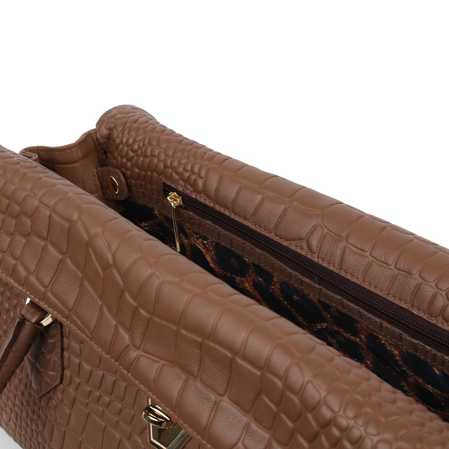 Torebka damska skórzana Lea croco brown