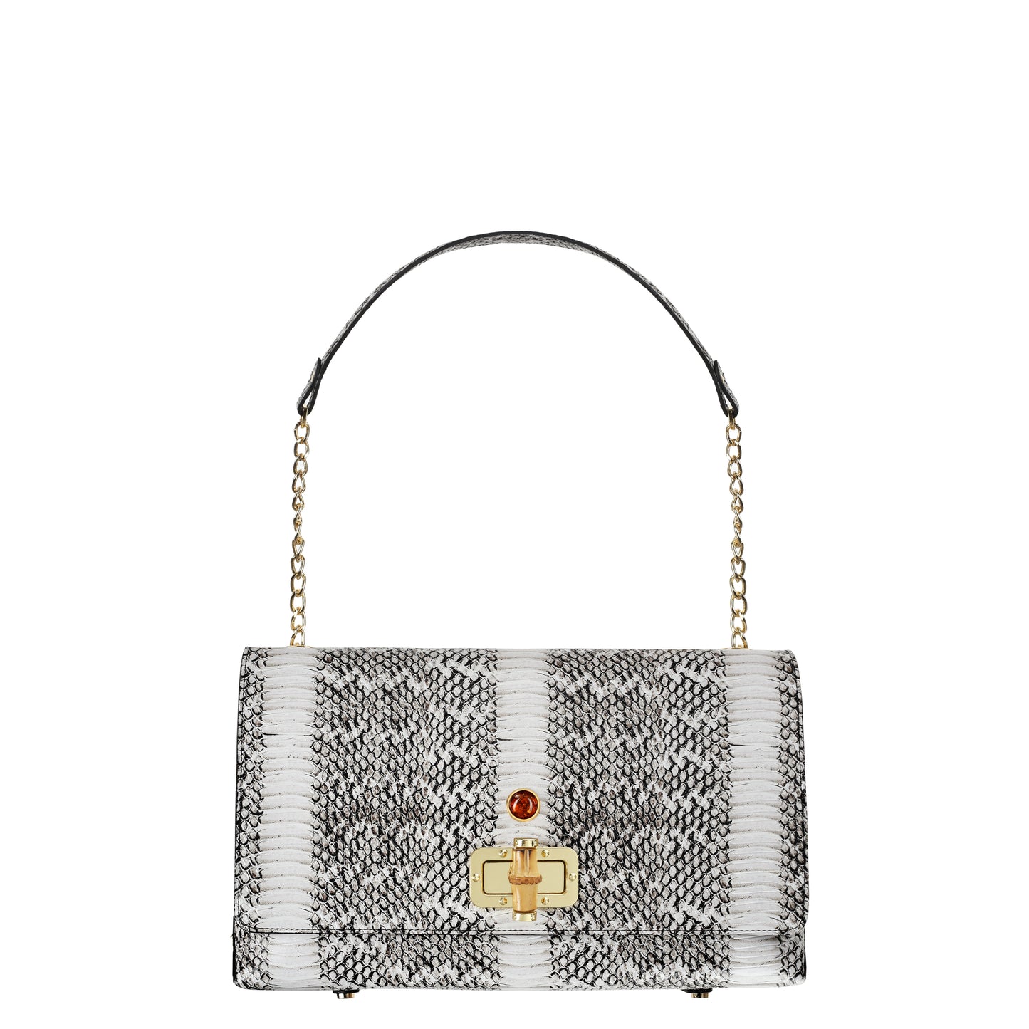 Torebka damska skórzana Saint-Tropez snake white & black