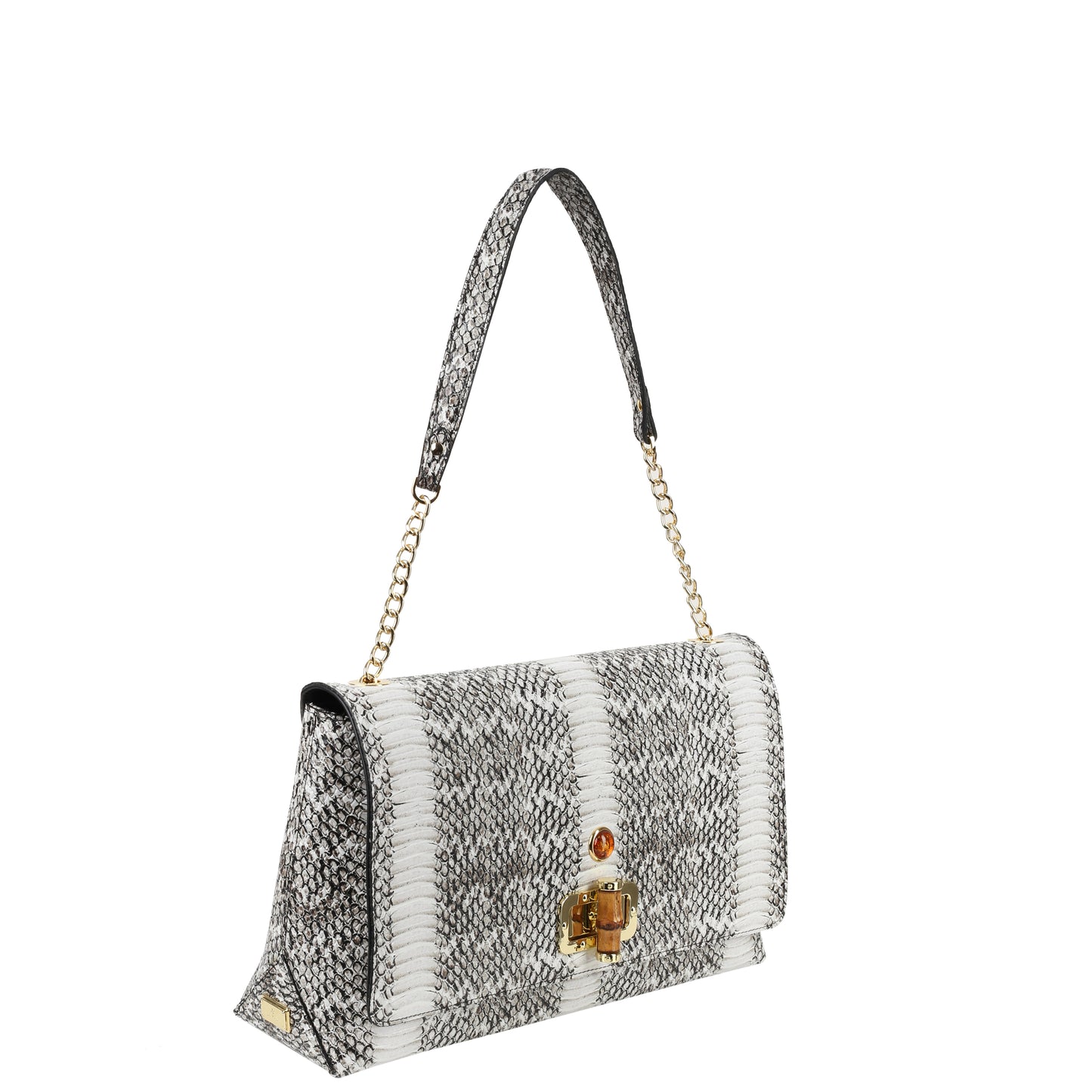 Torebka damska skórzana Saint-Tropez snake white & black