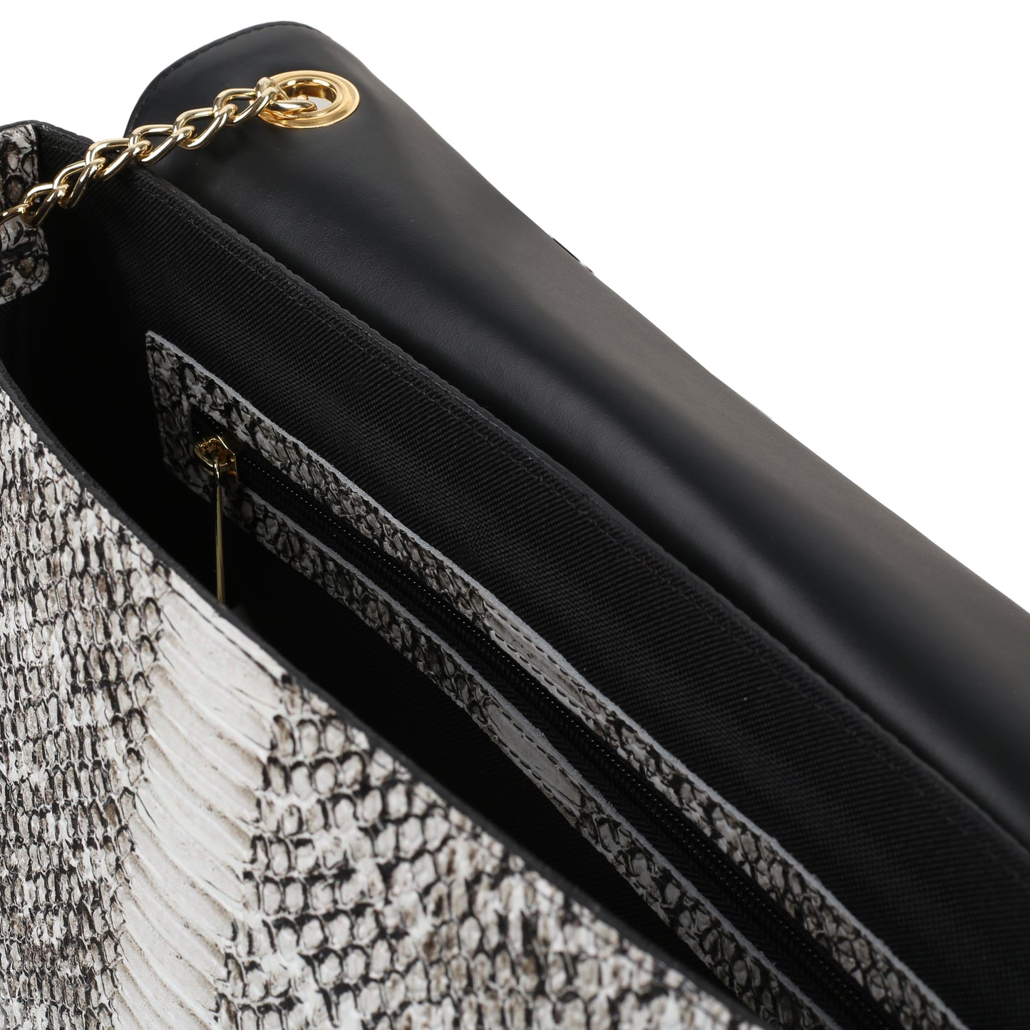 Torebka damska skórzana Saint-Tropez snake white & black