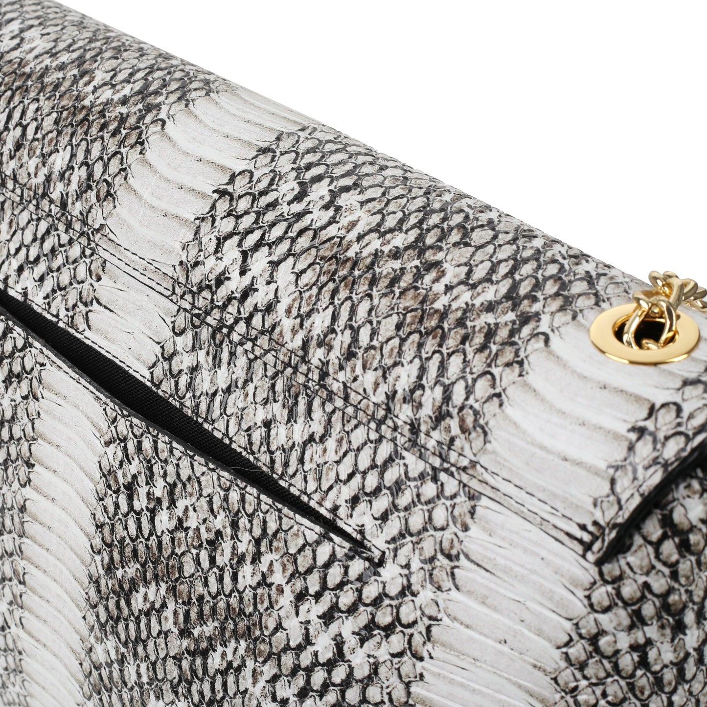 Torebka damska skórzana Saint-Tropez snake white & black