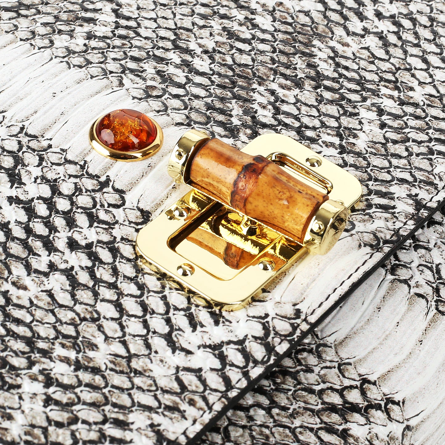 Torebka damska skórzana Saint-Tropez snake white & black