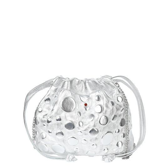 Torebka damska worek skórzany Love silver