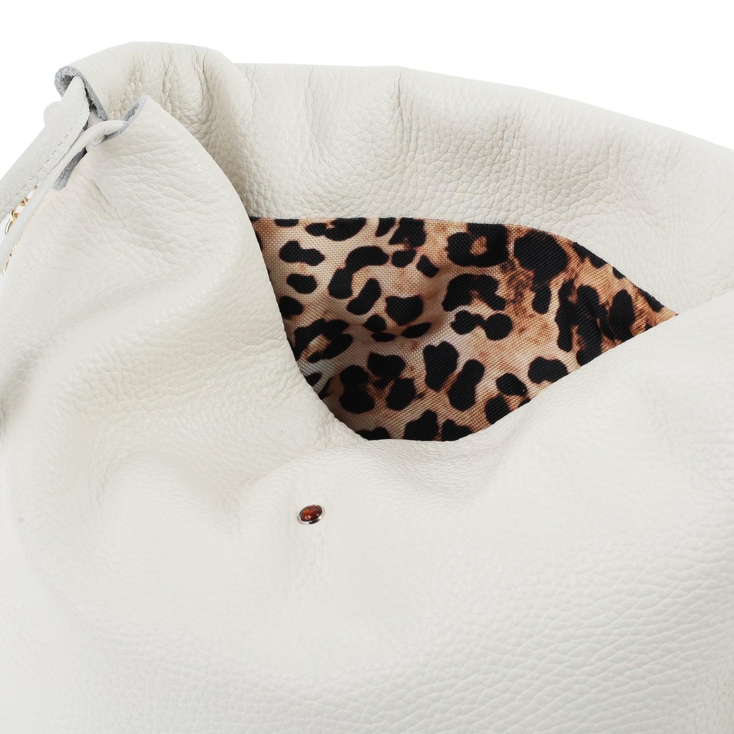 Torebka damska worek skórzany Love floter white