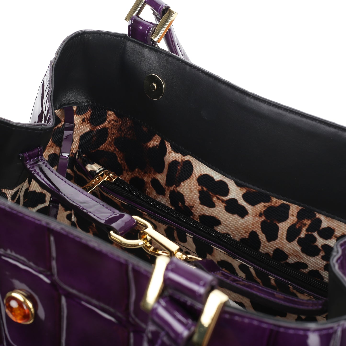Torebka damska skórzana Mamma vernice croco purple