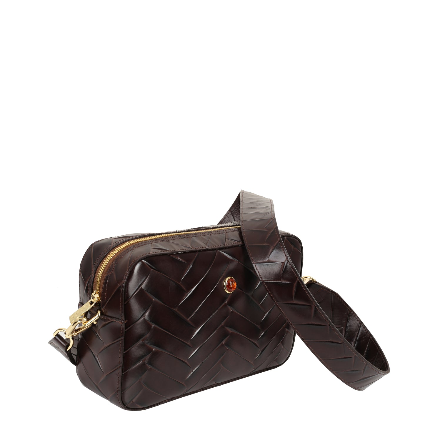 Torebka damska skórzana Alfie braid brown