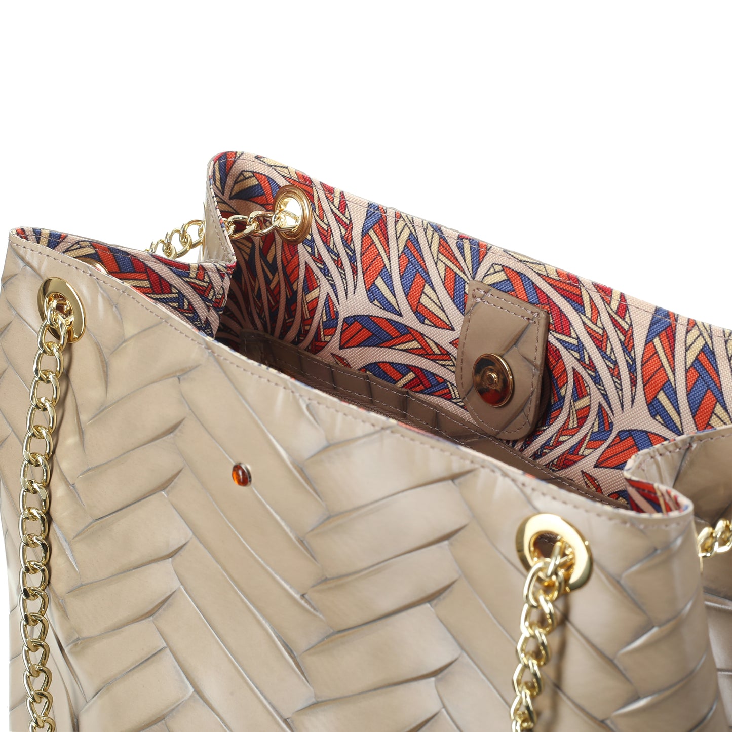 Bolso de mano de mujer Amelia de piel trenzado color topo