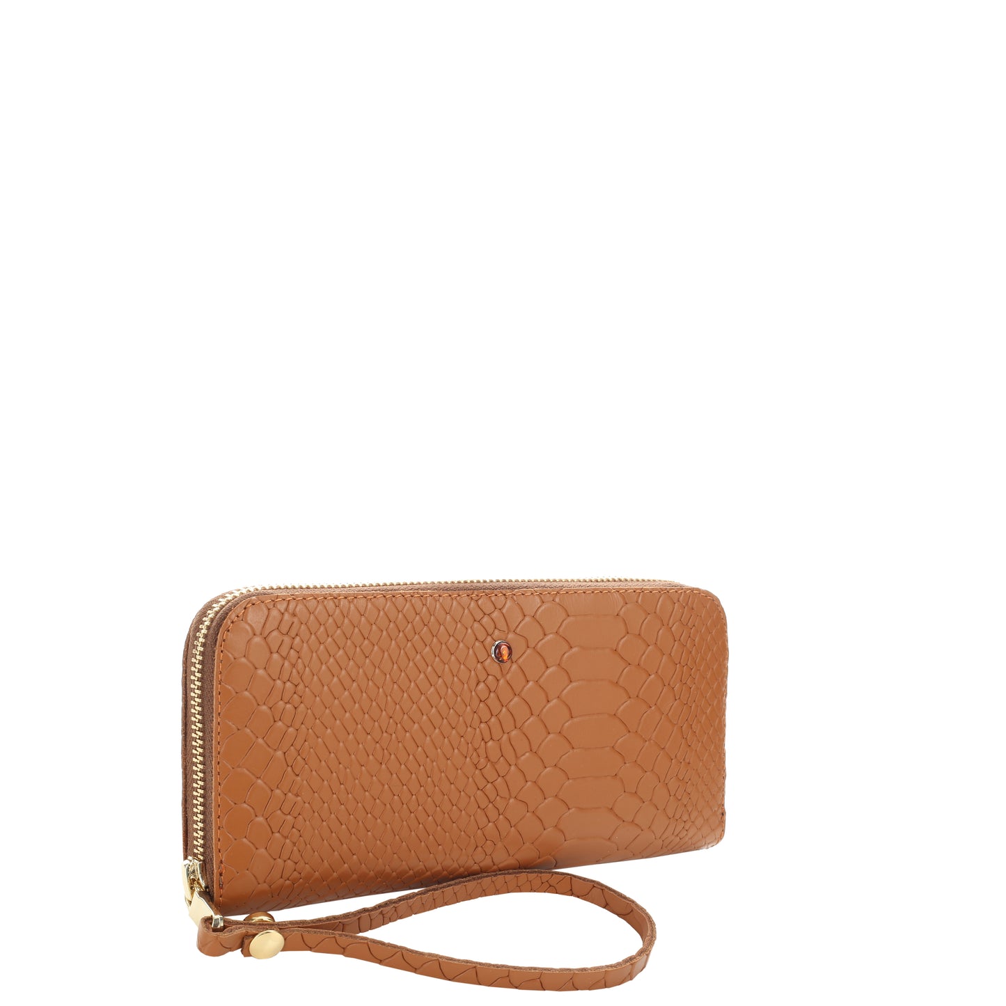 Damenbrieftasche aus cognacfarbenem Leder