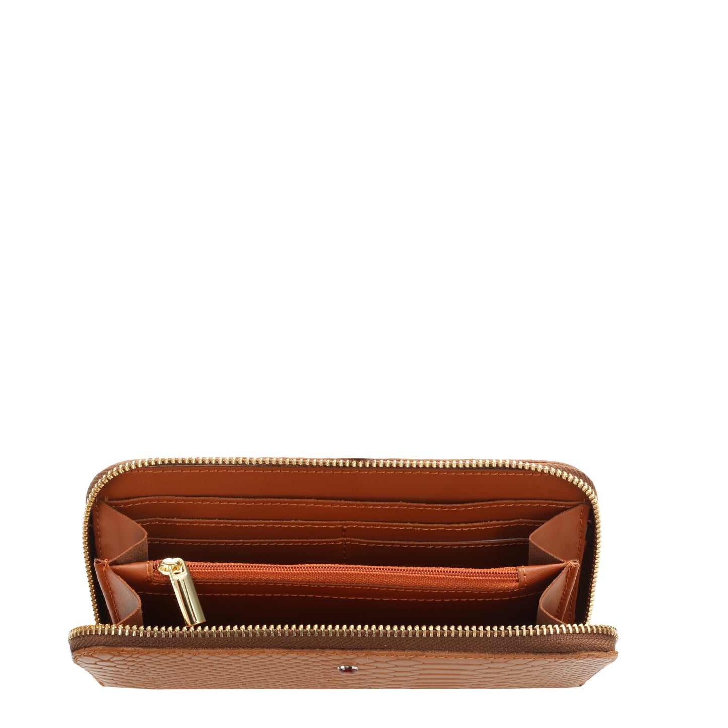 Damenbrieftasche aus cognacfarbenem Leder