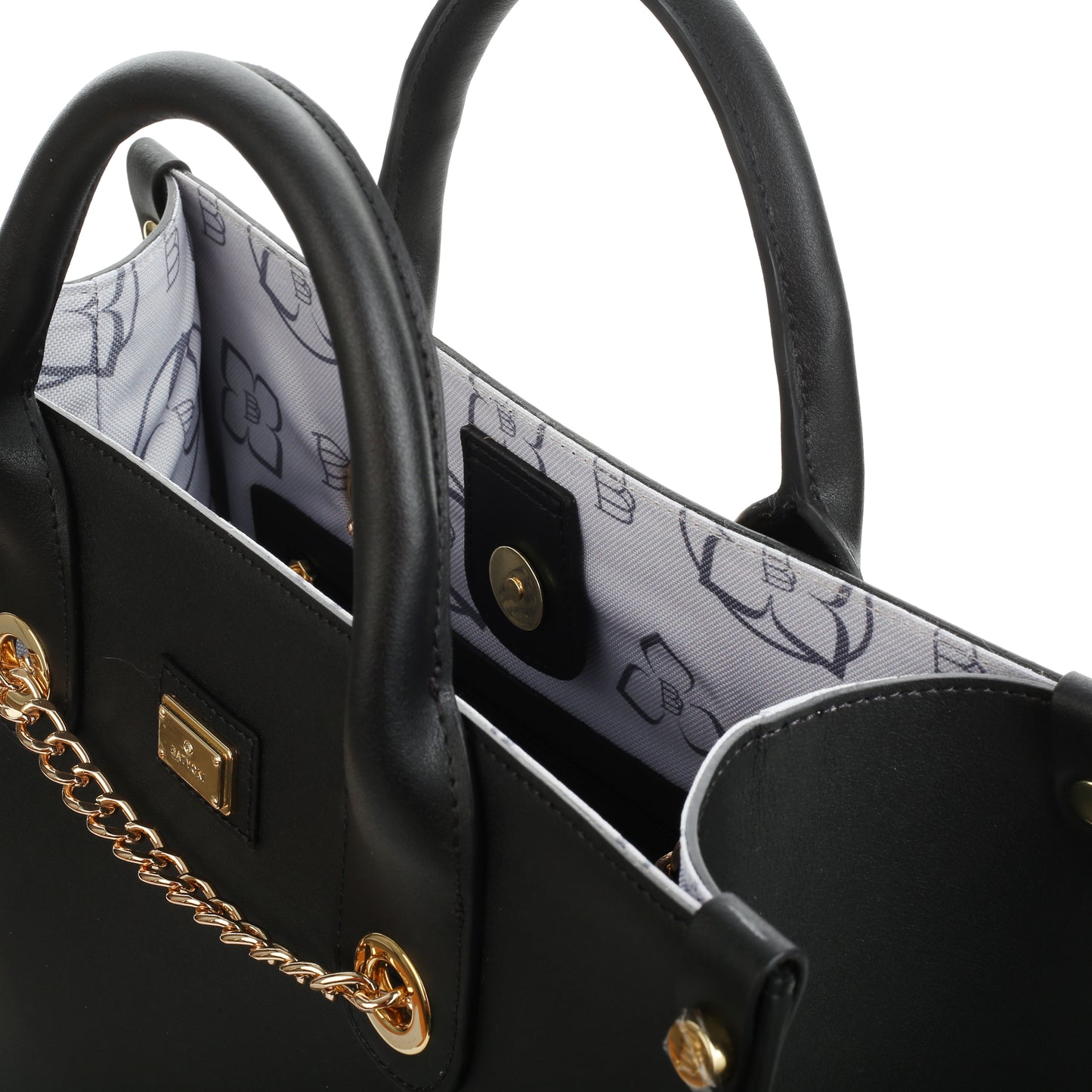 Schwarze Damenhandtasche aus Mussie-Napa-Leder