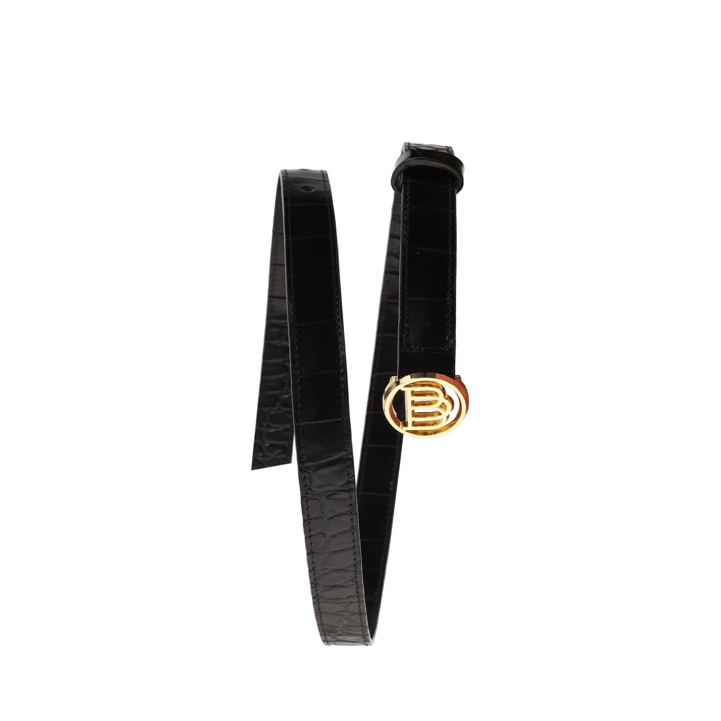 Pasek skórzany damski croco black rozmiar S