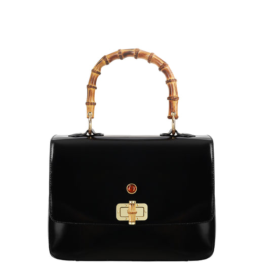Mera specchio black women's leather handbag
