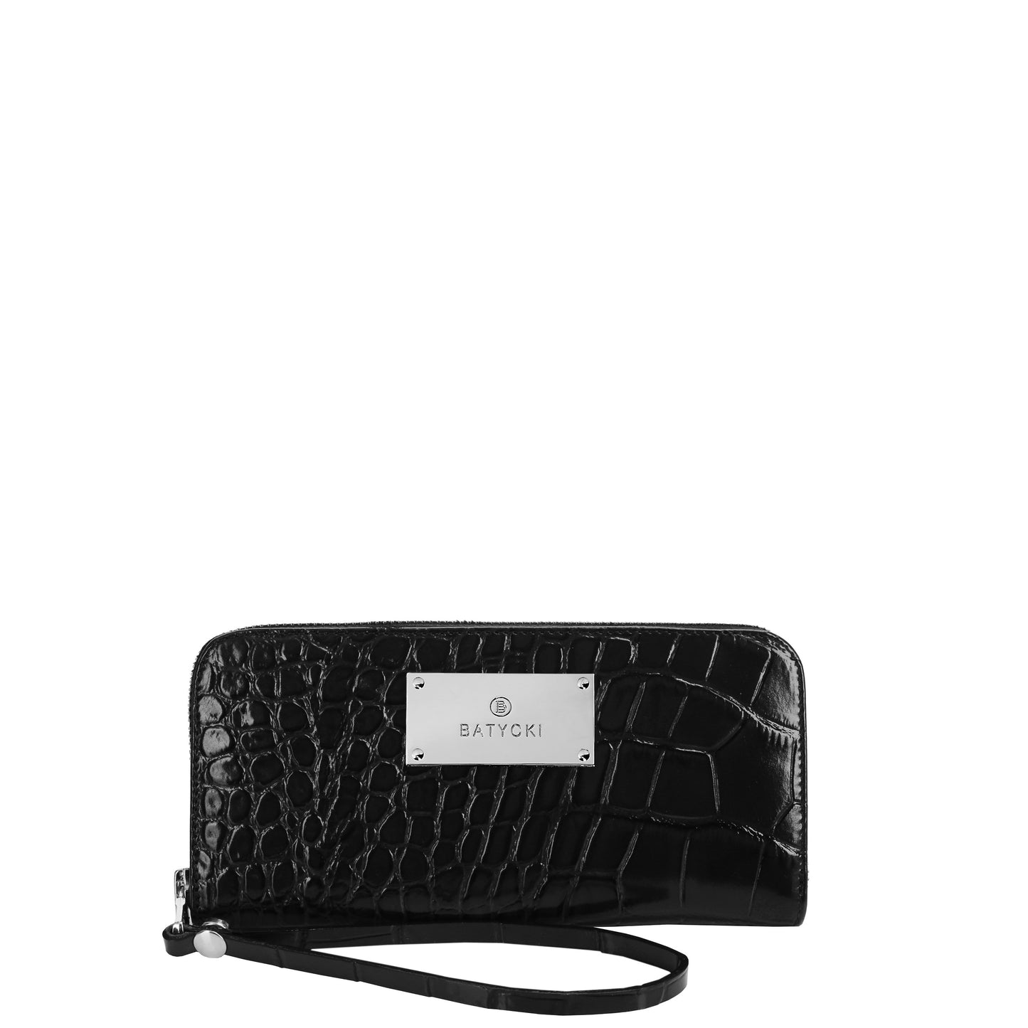 Portfel damski skórzany croco black