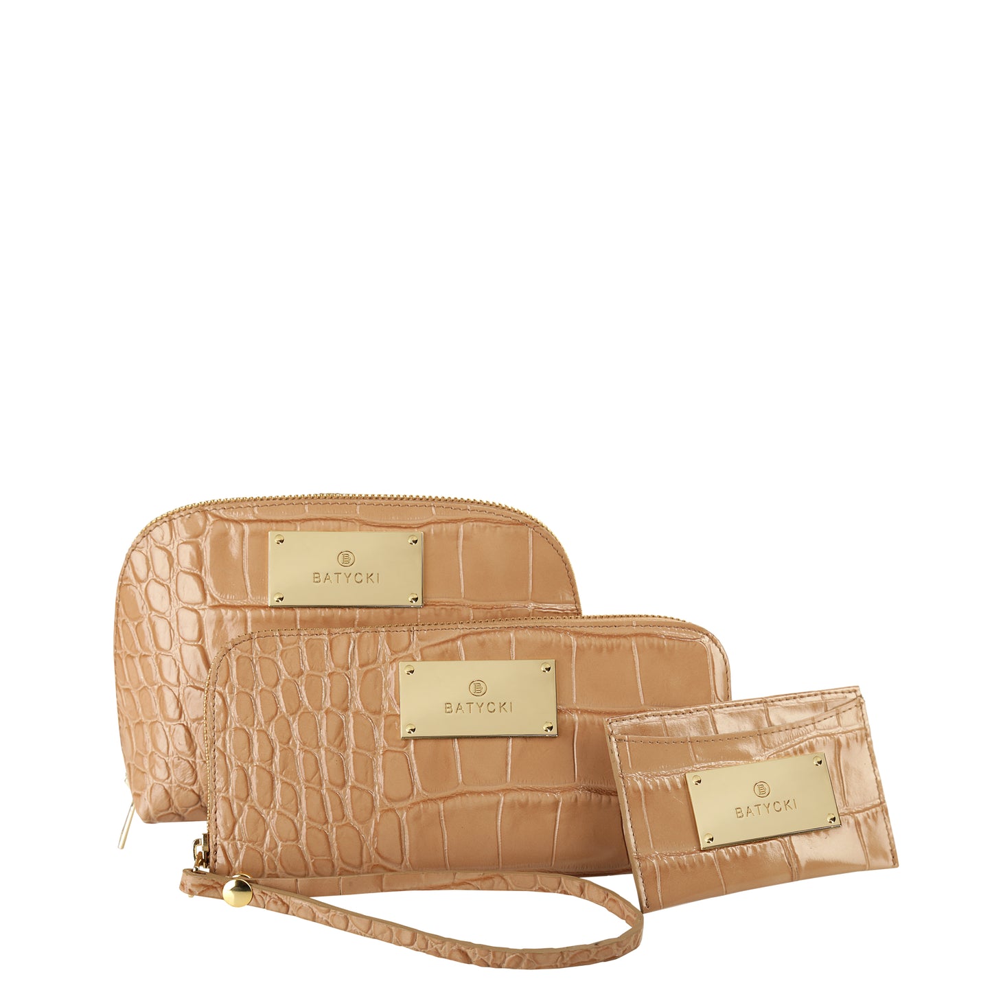 Portfel damski skórzany croco camel