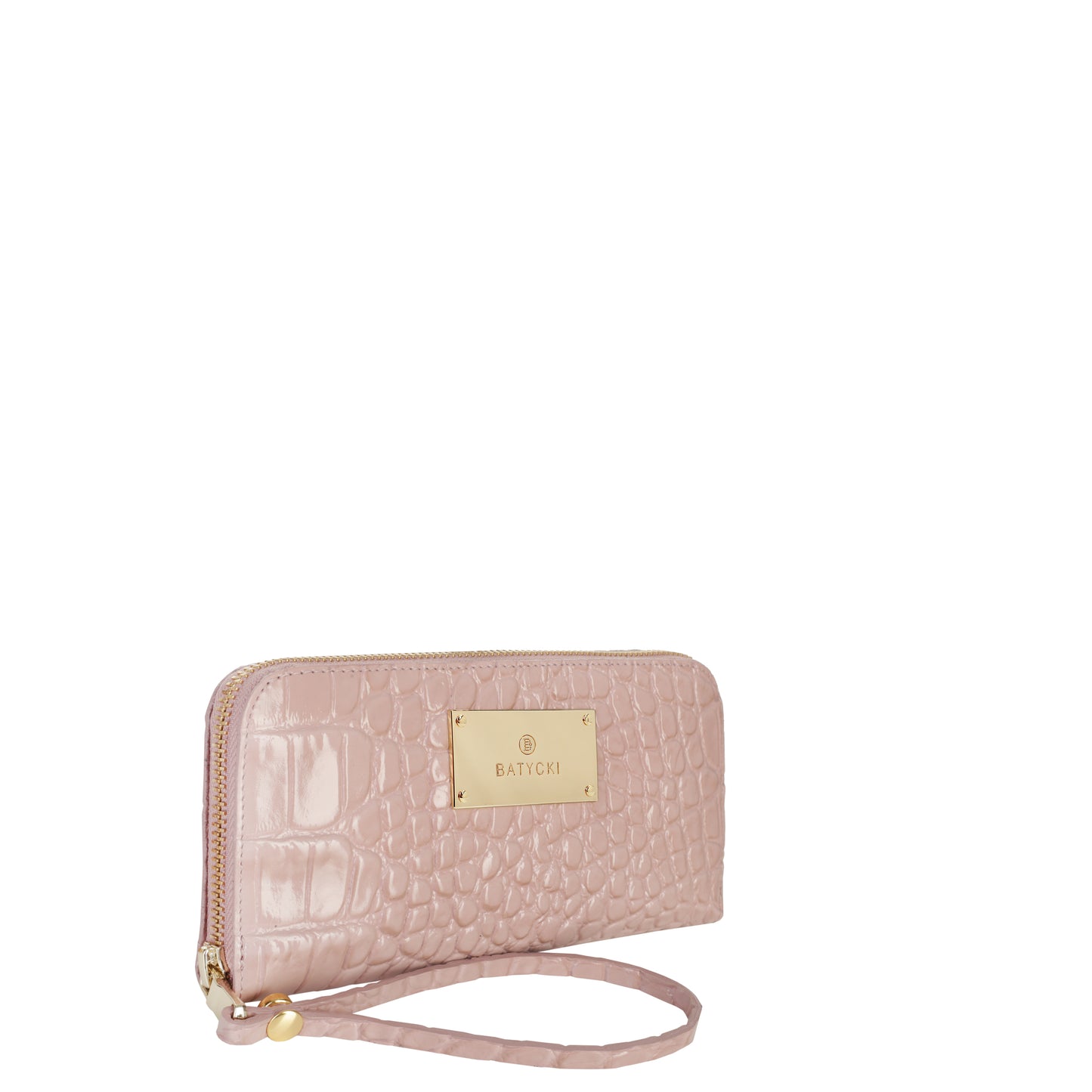 Portfel damski skórzany croco powder pink