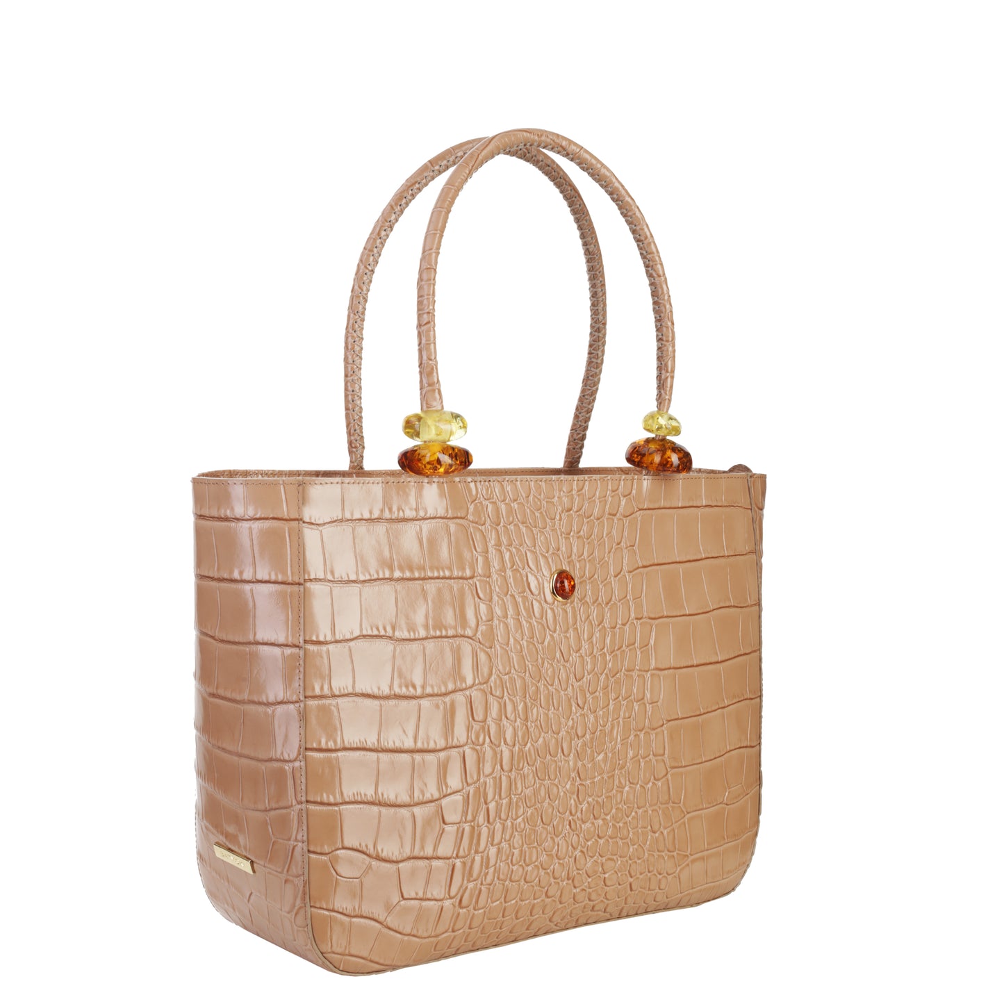 Calm Sea croco camel women's leather handbag