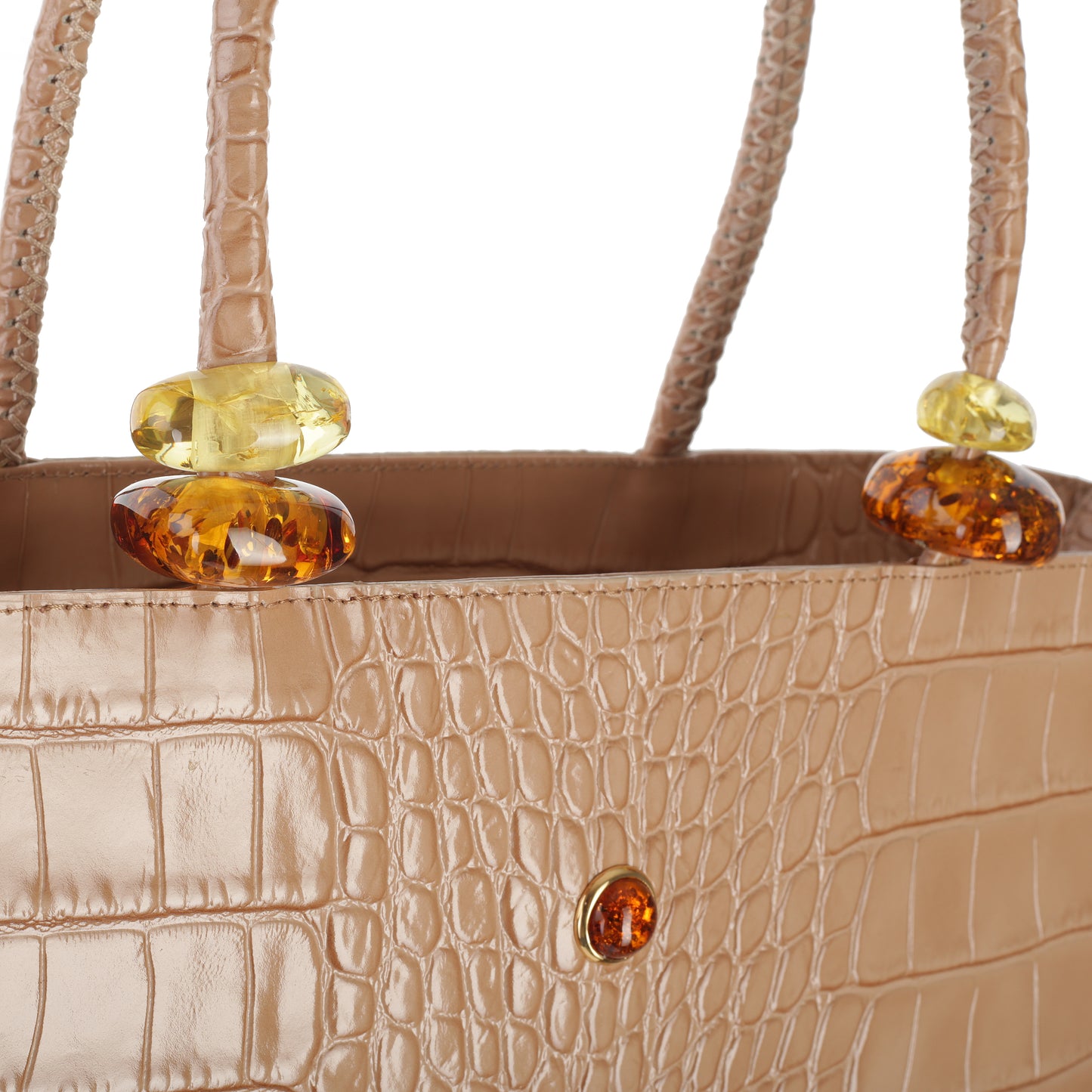 Calm Sea croco camel women's leather handbag