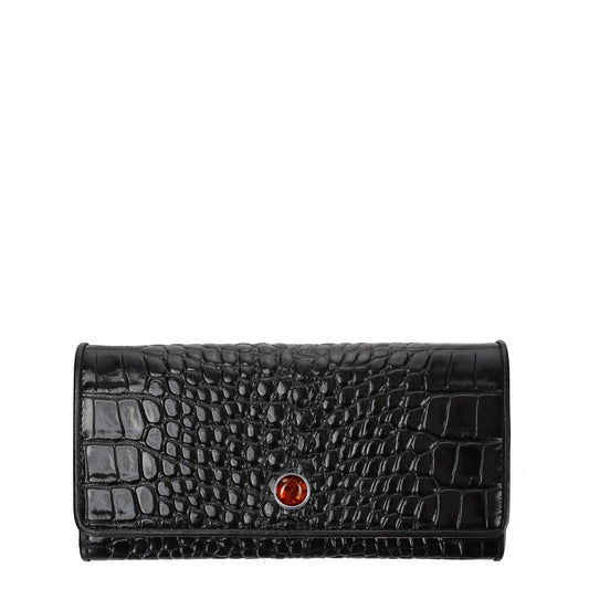 Women's Chic croco black leather clutch bag