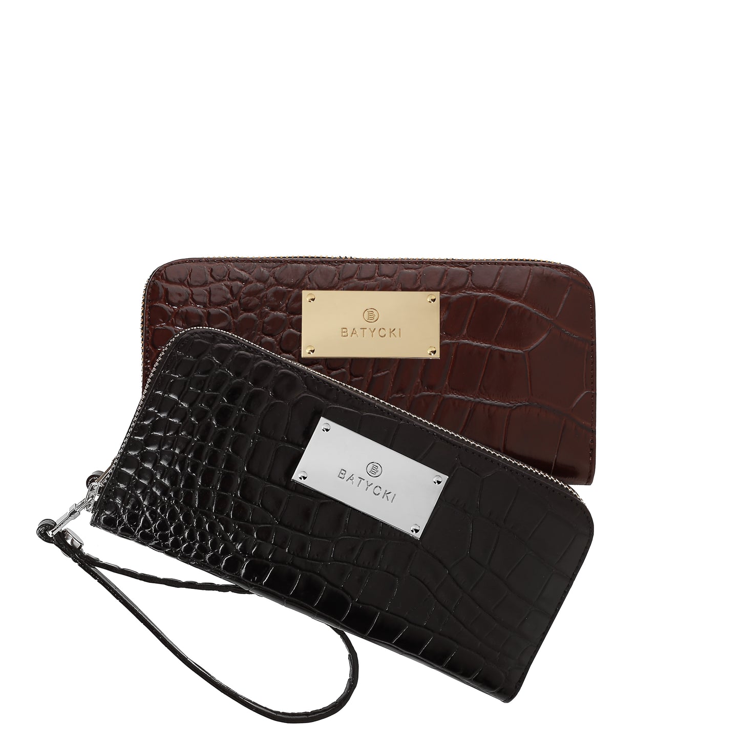 Portfel damski skórzany croco black