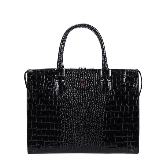 Aktówka damska skórzana Hana croco black