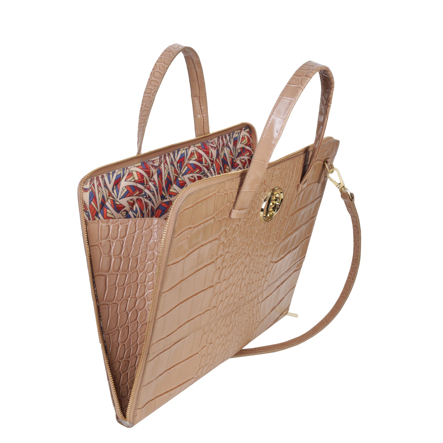 Etui skórzane na laptopa croco camel