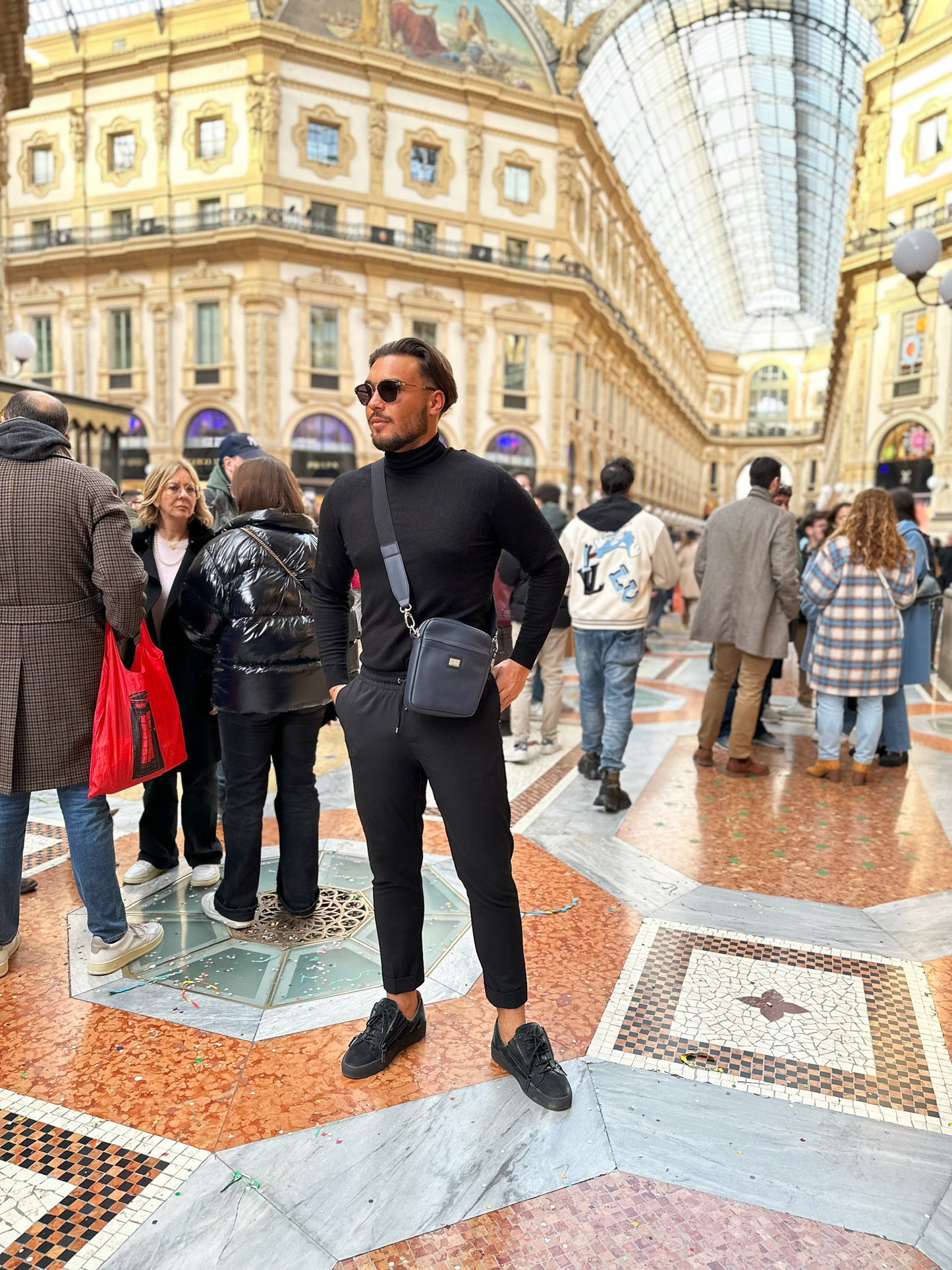 Saszetka męska skórzana nappa black
