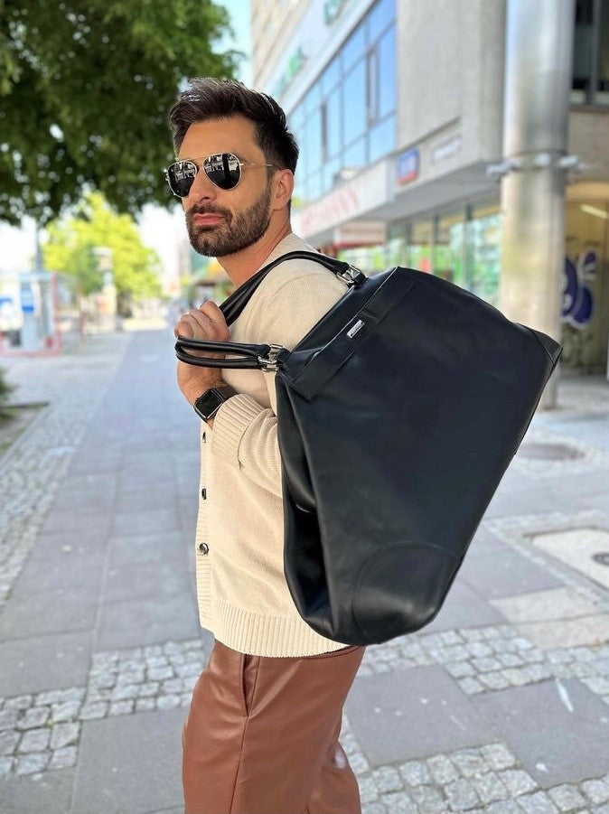 Torba podróżna skórzana nappa black