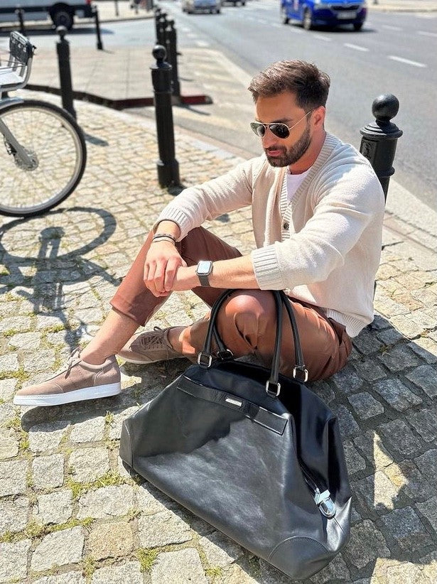Torba podróżna skórzana nappa black
