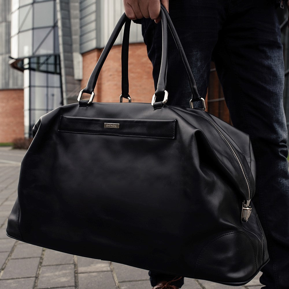 Torba podróżna skórzana nappa black