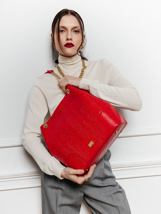 Bolso de mano mujer Amelia de piel rojo