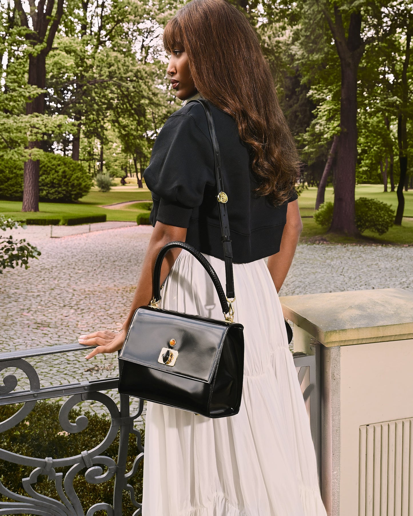 Selina Specchio Green Lederhandtasche