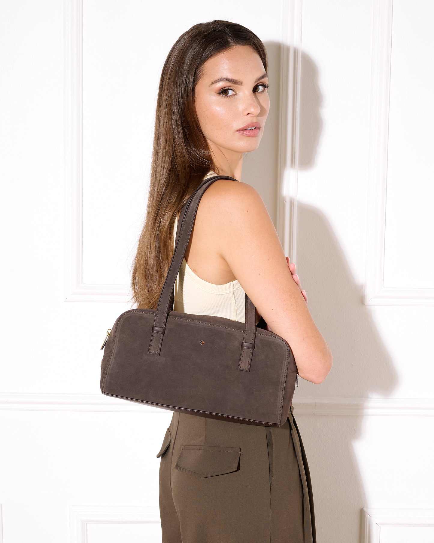 Torebka damska skórzana Bague suede brown