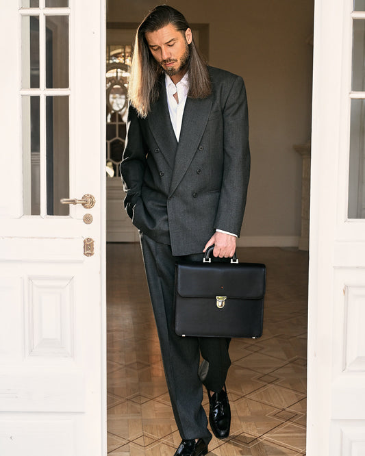 Maletín business de piel S artico negro