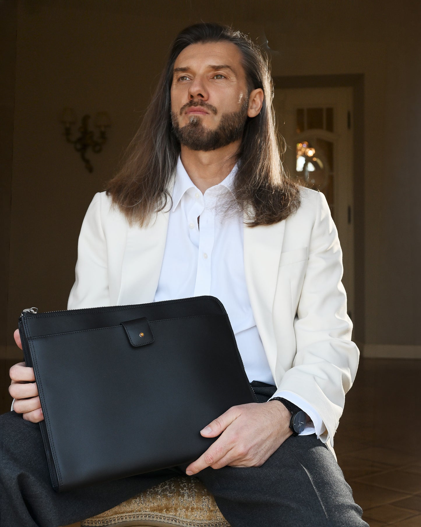 Teczka skórzana na dokumenty napa black