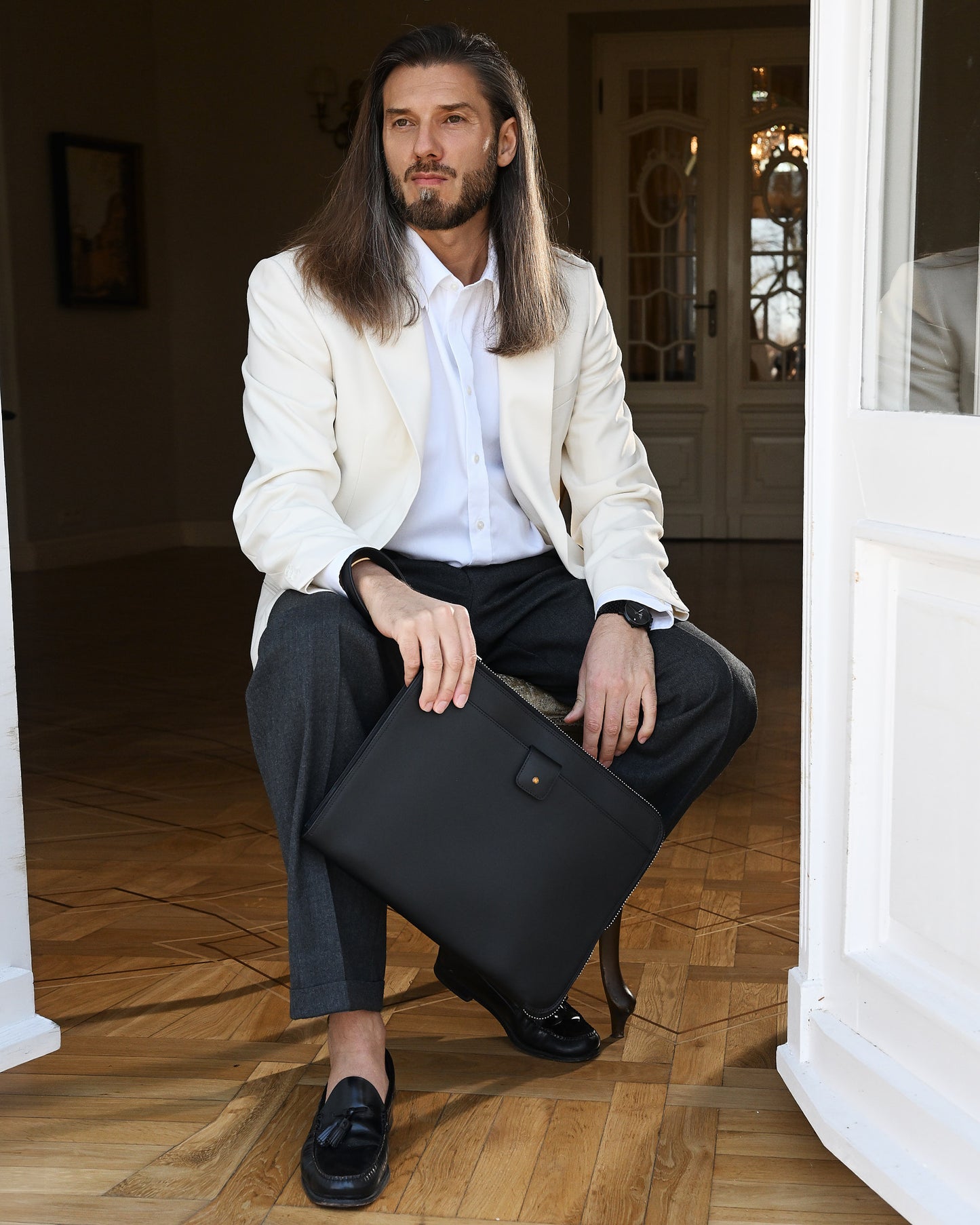 Teczka skórzana na dokumenty napa black