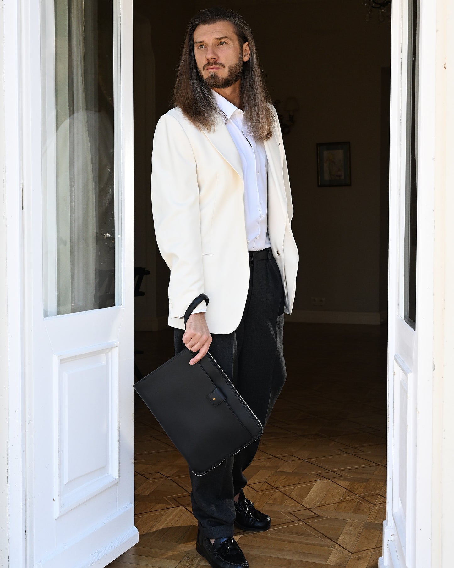 Teczka skórzana na dokumenty napa black