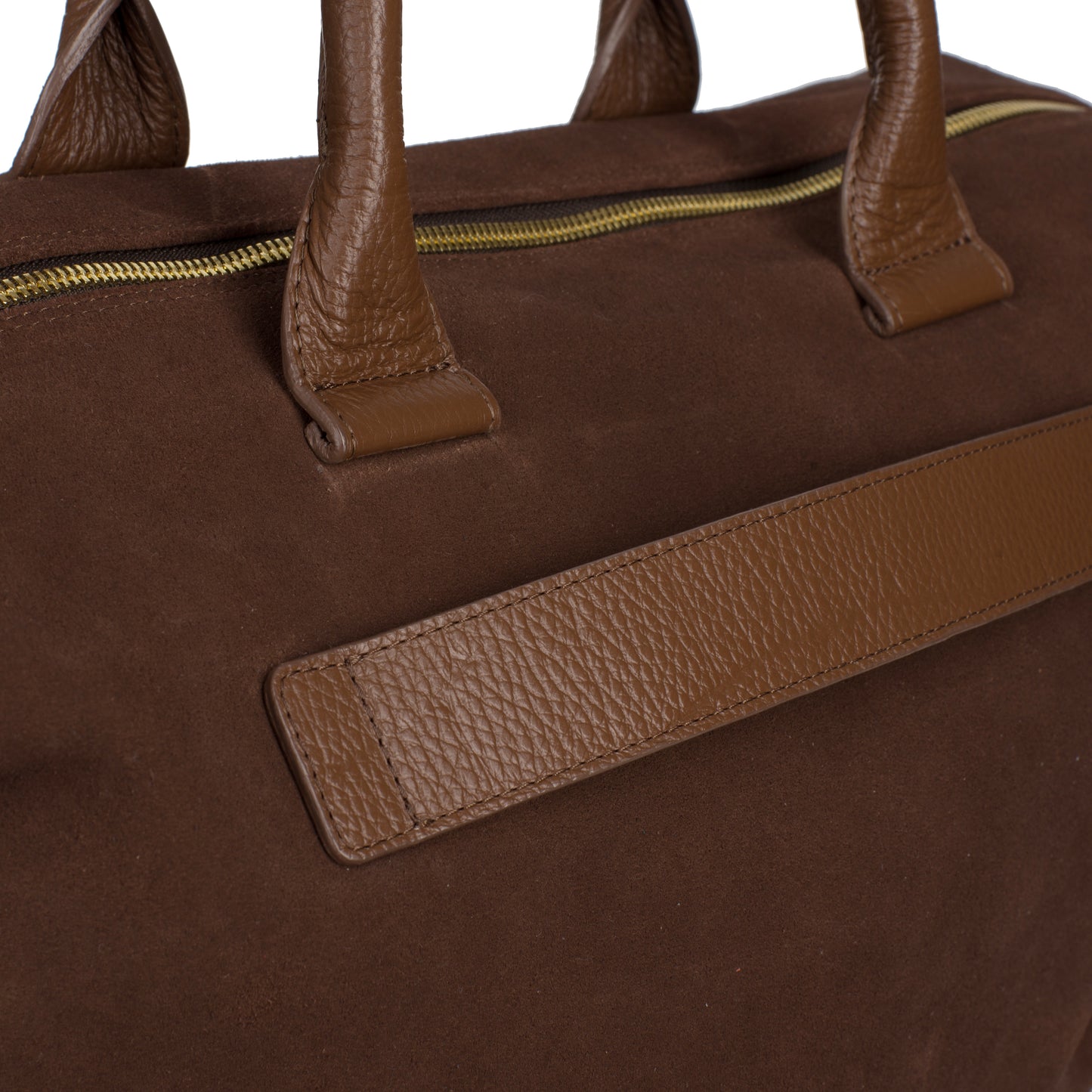 Bolso de mano Gwene de piel de ante marrón para mujer