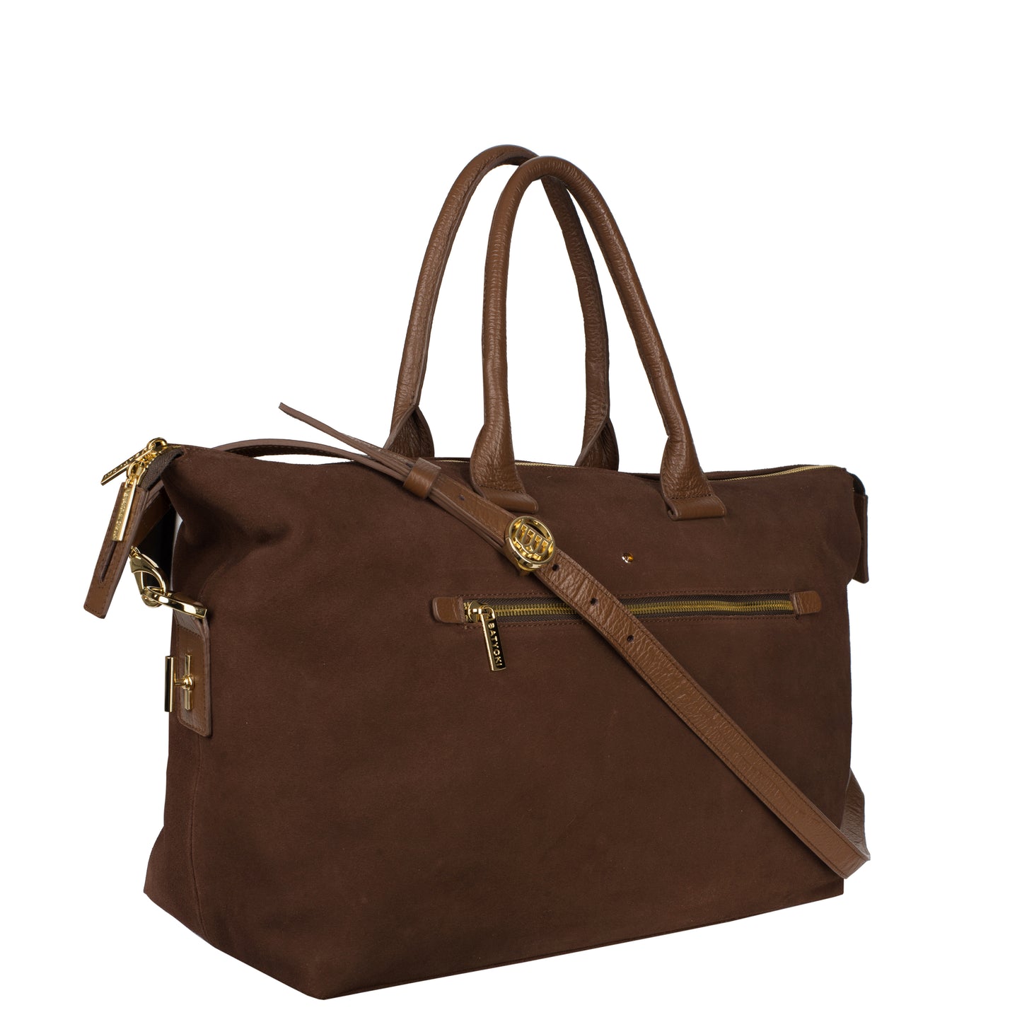 Bolso de mano Gwene de piel de ante marrón para mujer