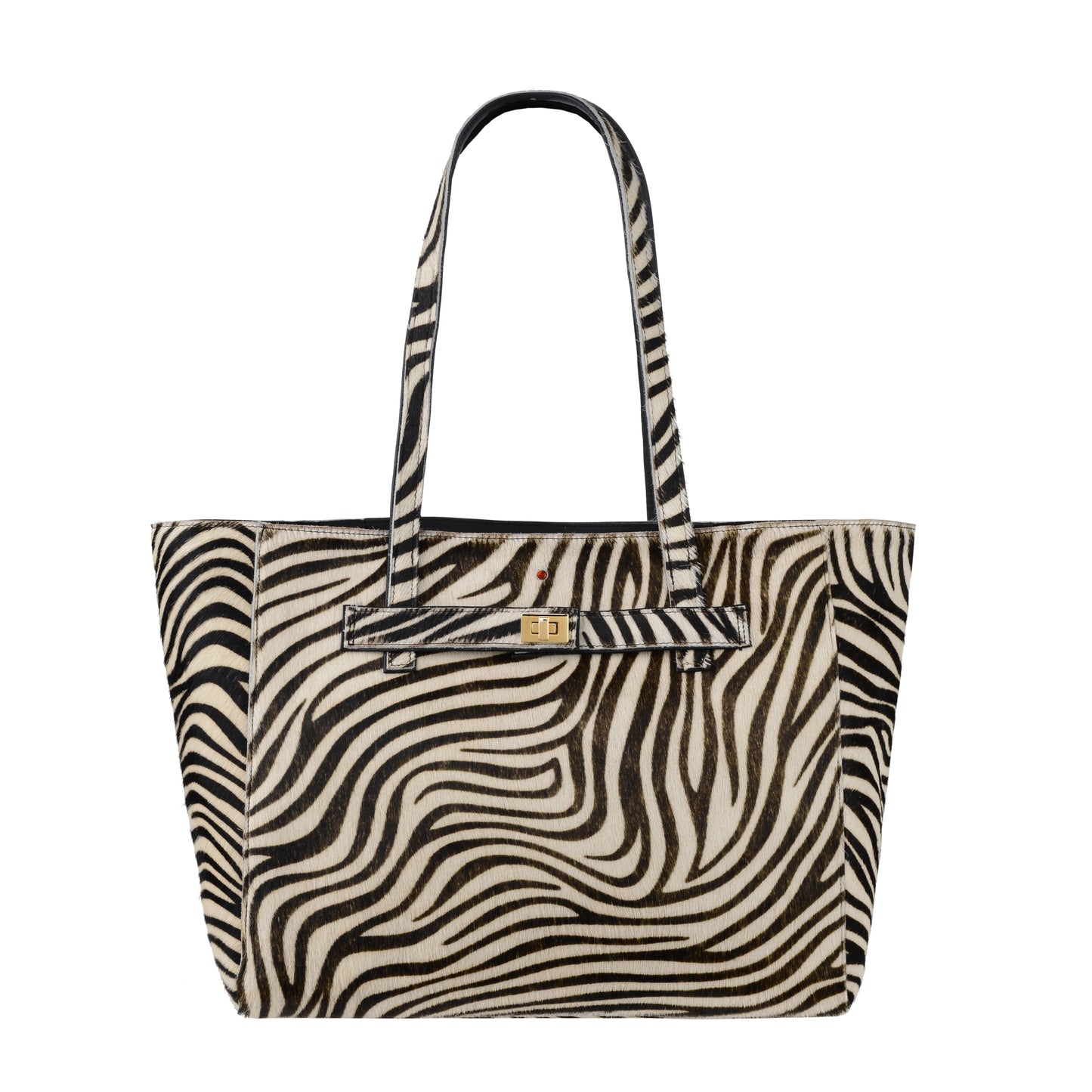 Bolso de mano para mujer Mirer Ribs de piel en blanco y negro