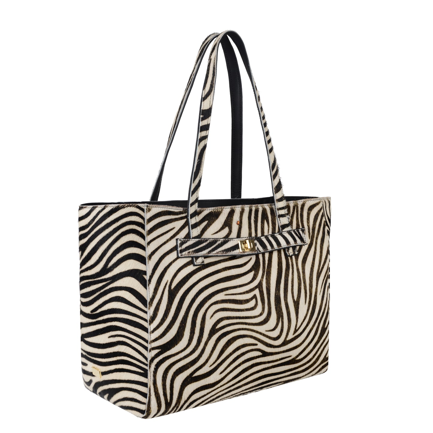 Bolso de mano para mujer Mirer Ribs de piel en blanco y negro