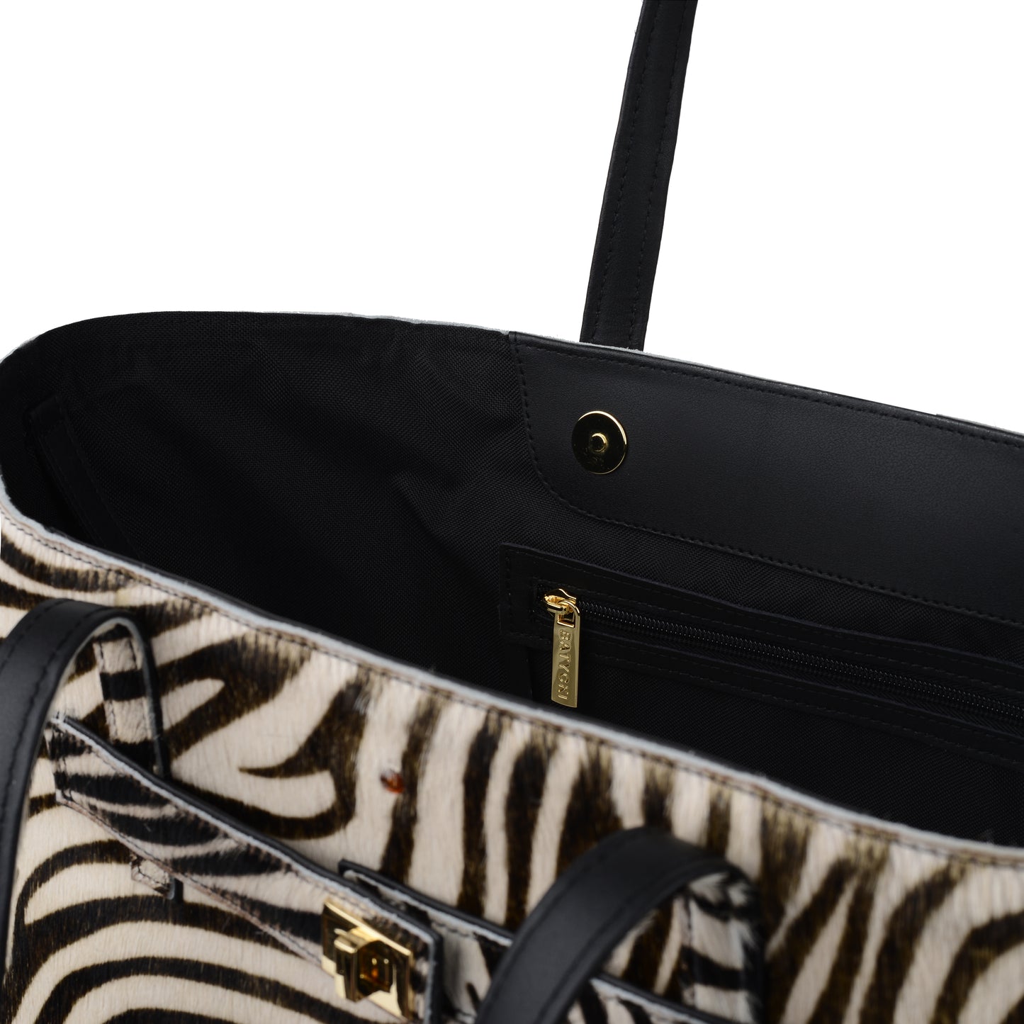 Bolso de mano para mujer Mirer Ribs de piel en blanco y negro