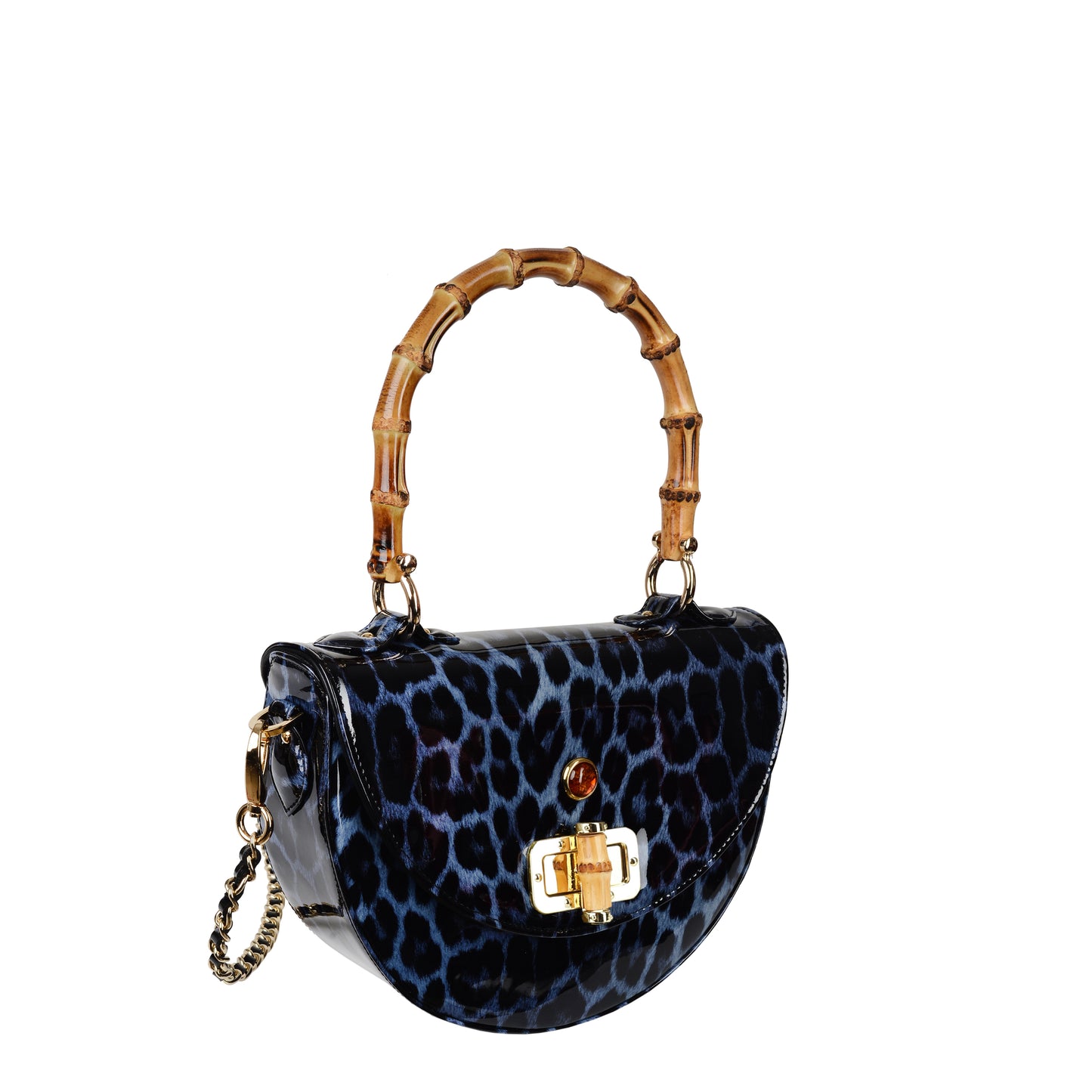 Torebka damska skórzana Amber leopard blue