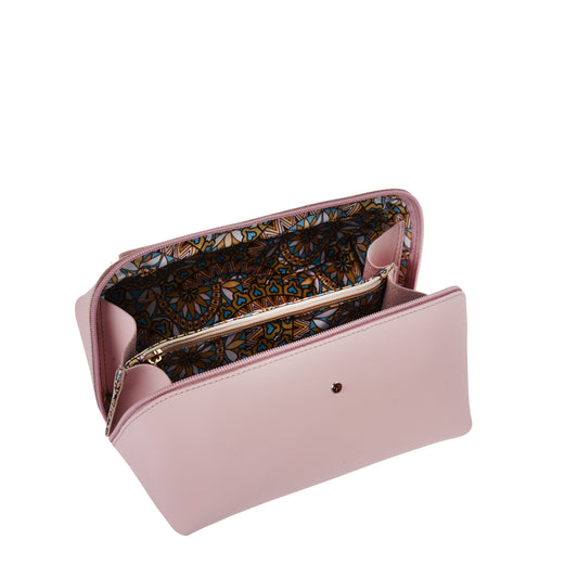 Kosmetyczka damska skórzana napa powder pink