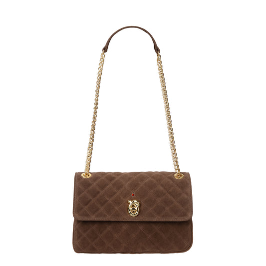 Torebka damska skórzana Aya suede brown