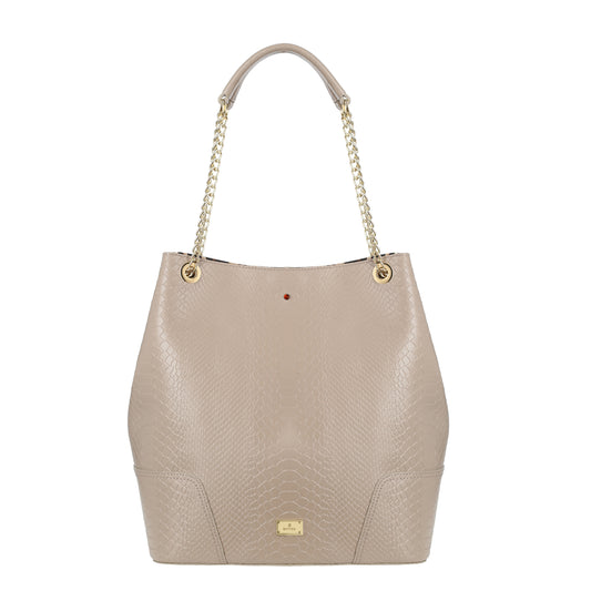 Amelia Damenhandtasche aus taupefarbenem Leder